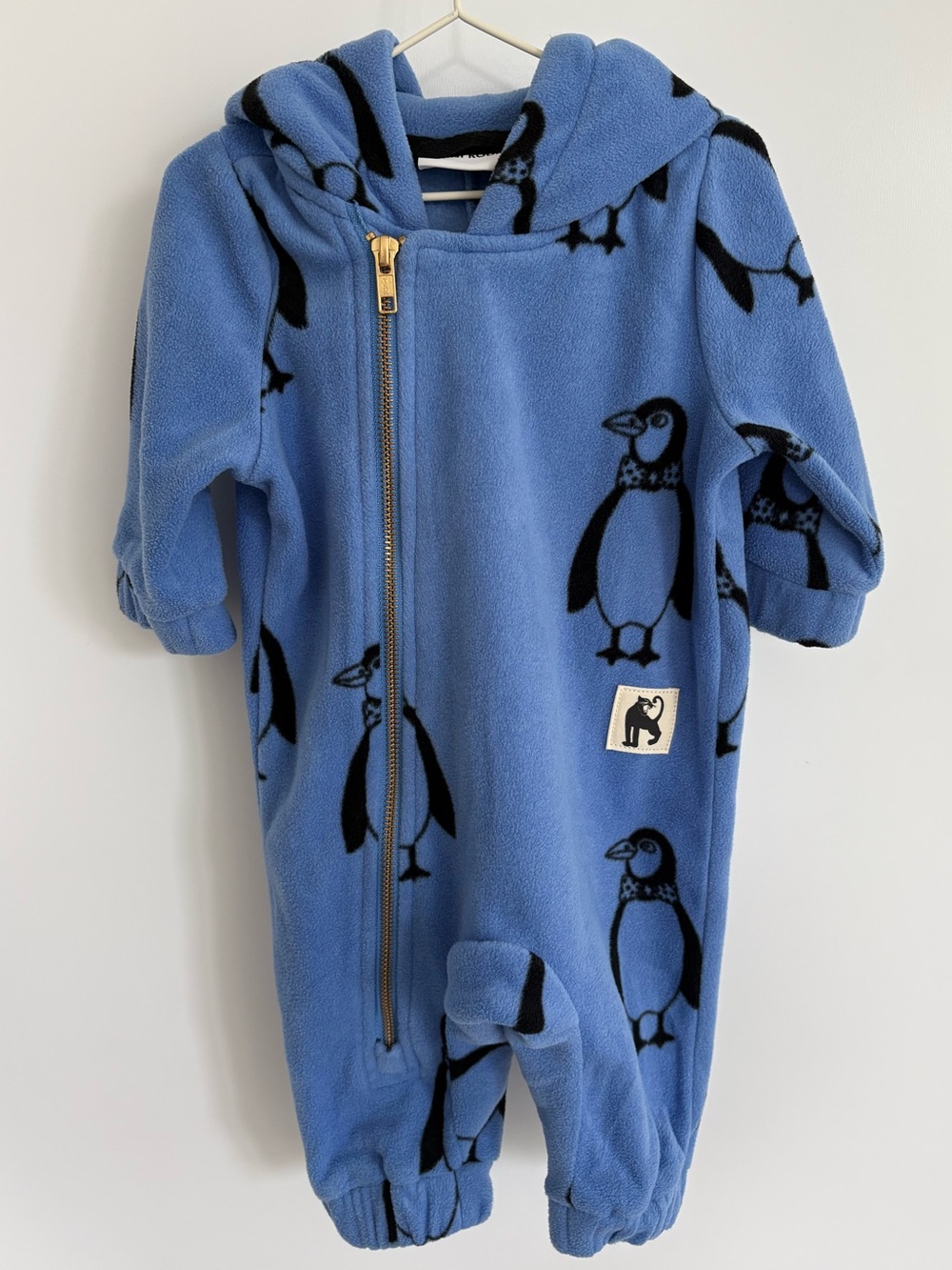 Mini Rodini Penguin Recycled Polyester Fleece Suit